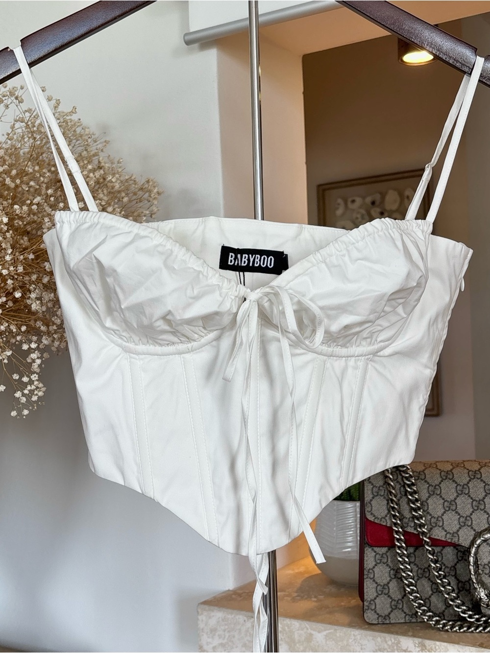 NWT BABYBOO Clara Corset Ivory XS Lace Up Boned Bustier Party Top Y2K Sold Out